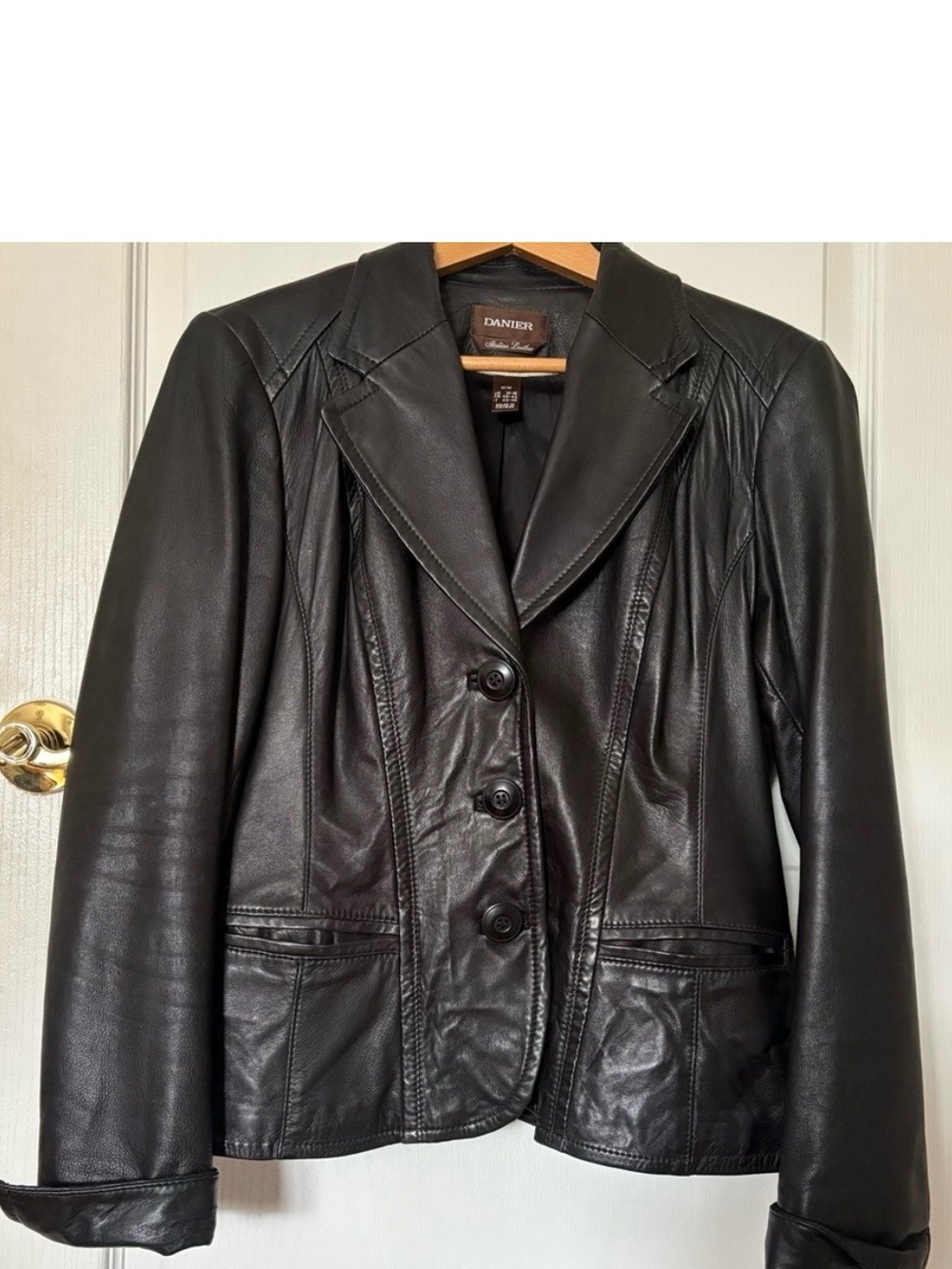 Danier Vintage Leather Jacket Blazer Black Women’s CBK Style 90s Minimalist Y2K